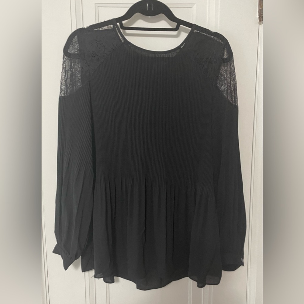 Adrianna Papell lace yoke tie back blouse